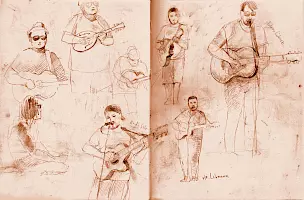 quick drawings of different musicians