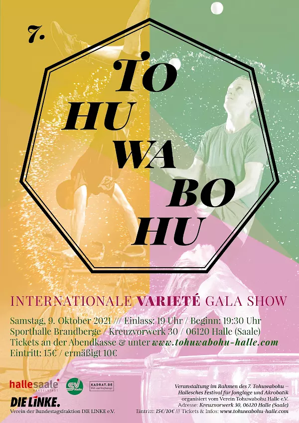 Tohuwabohu, event poster for the gala show of the 2021 Tohuwabohu Juggling Convention in Halle, Germany