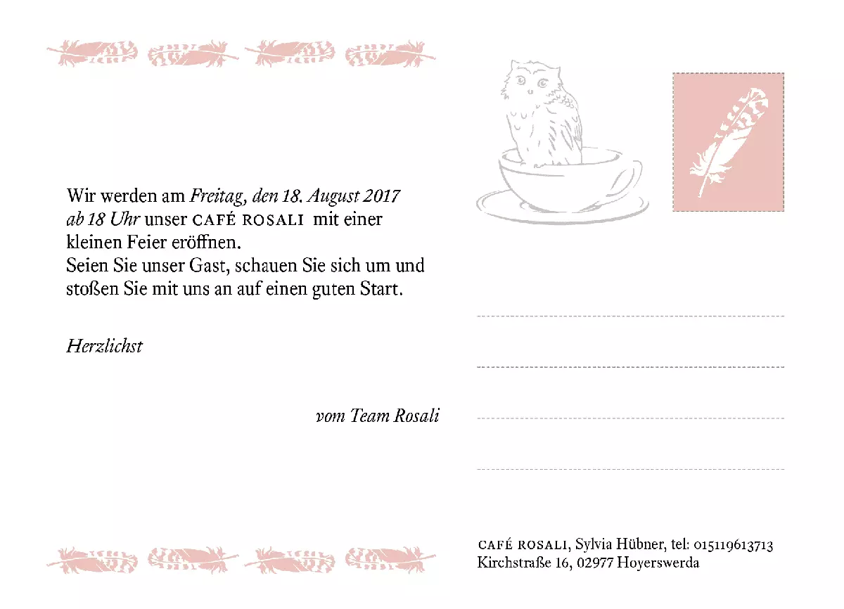 , final design of a postcard flyer, back