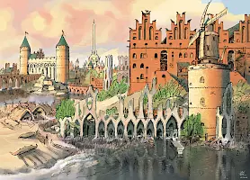 Imperial City Waterfront, Concept art of the cityscape of the Imperial City at the center of Cyrodiil.